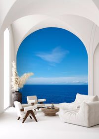 Minimalist Azure Sky and Sea View Wall Mural