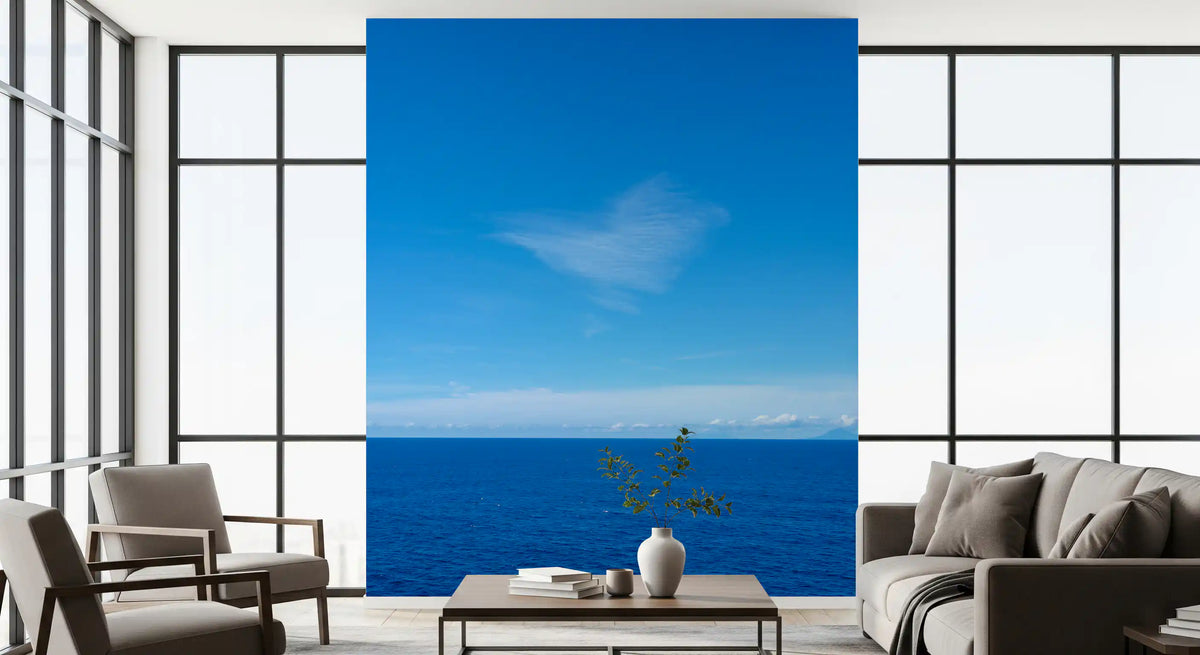 Minimalist Azure Sky and Sea View Wall Mural