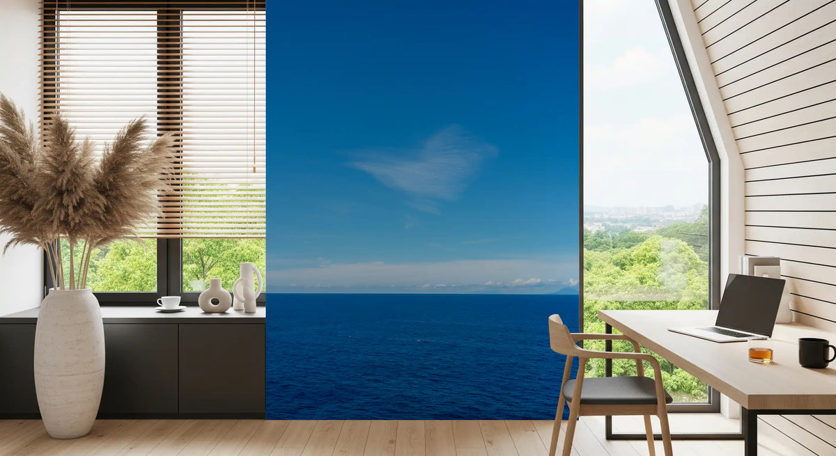 Minimalist Azure Sky and Sea View Wall Mural