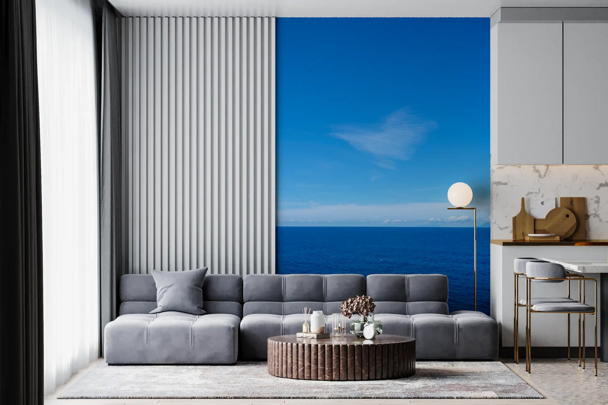 Minimalist Azure Sky and Sea View Wall Mural