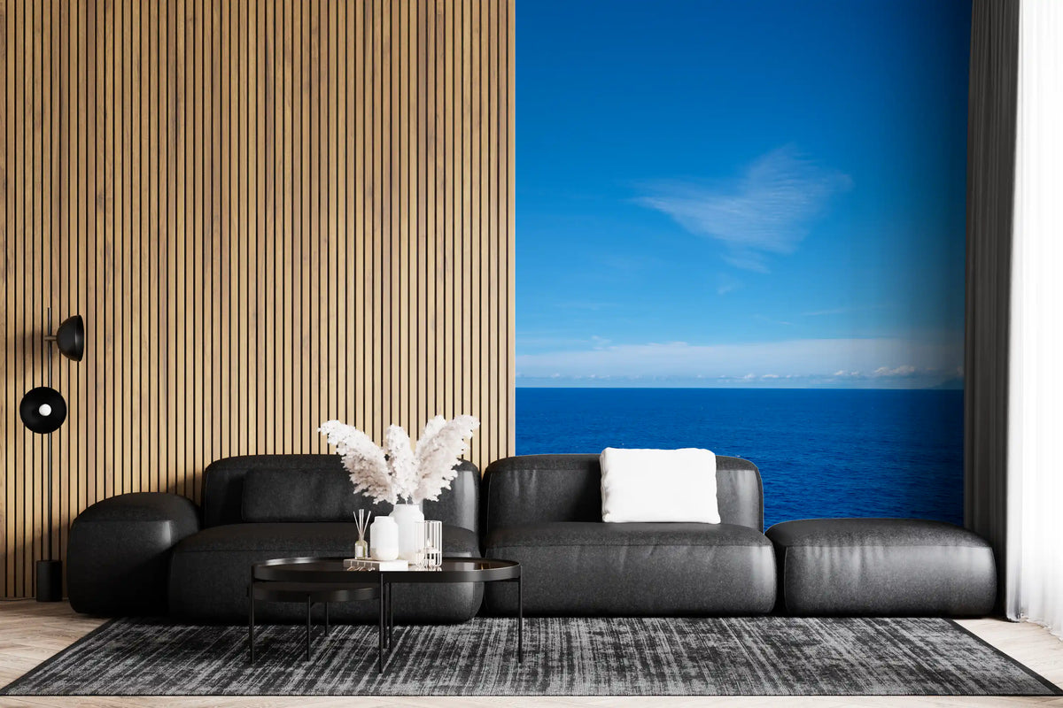 Minimalist Azure Sky and Sea View Wall Mural