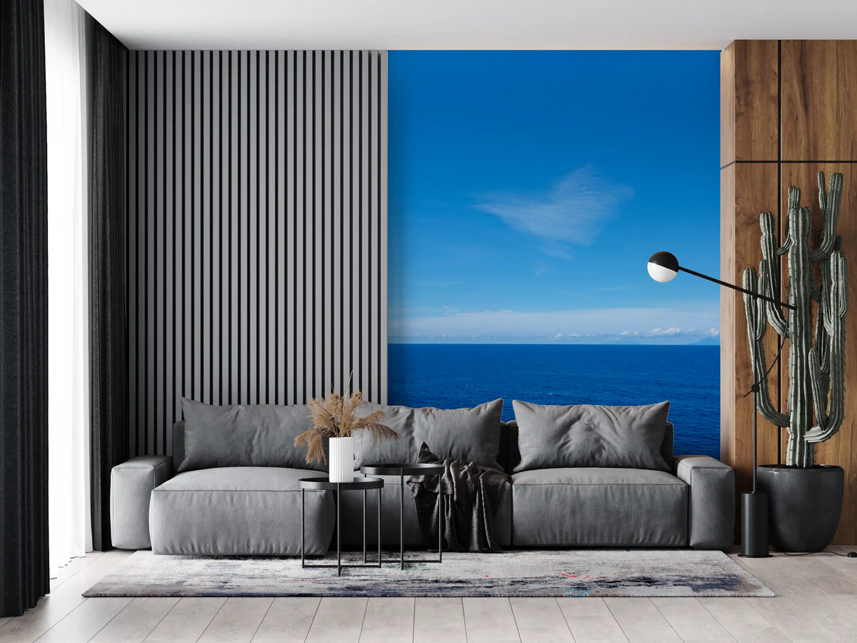Minimalist Azure Sky and Sea View Wall Mural