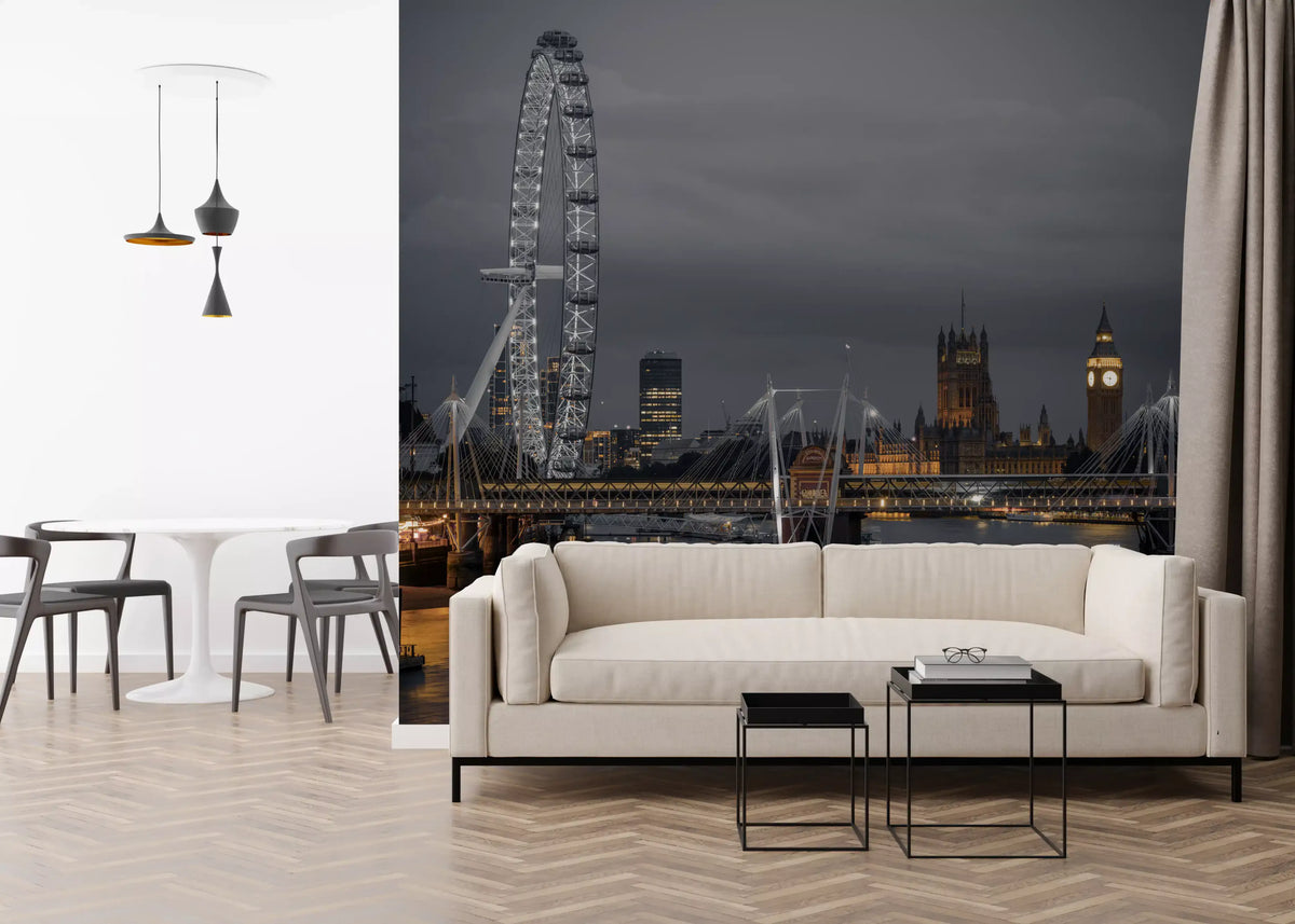 Riverside London Night Landmark Wall Mural