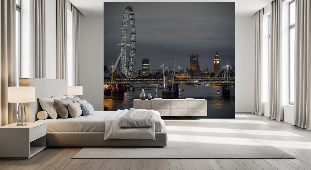 Riverside London Night Landmark Wall Mural