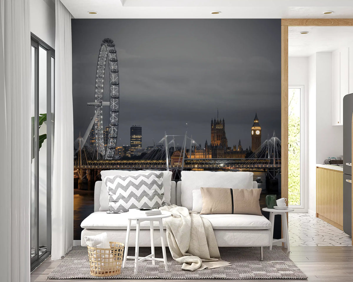 Riverside London Night Landmark Wall Mural