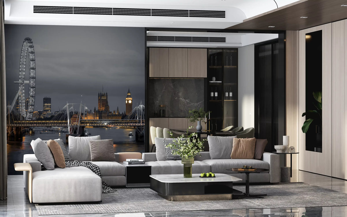 Riverside London Night Landmark Wall Mural