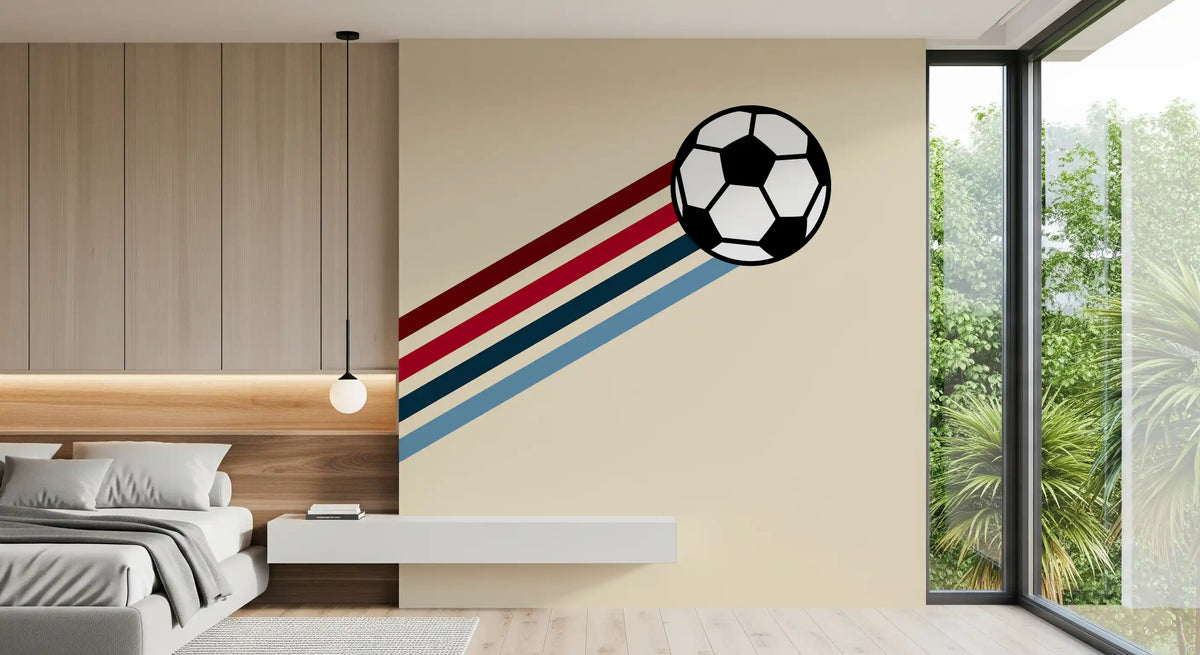 Minimalist Soccer Retro Stripes Wall Mural