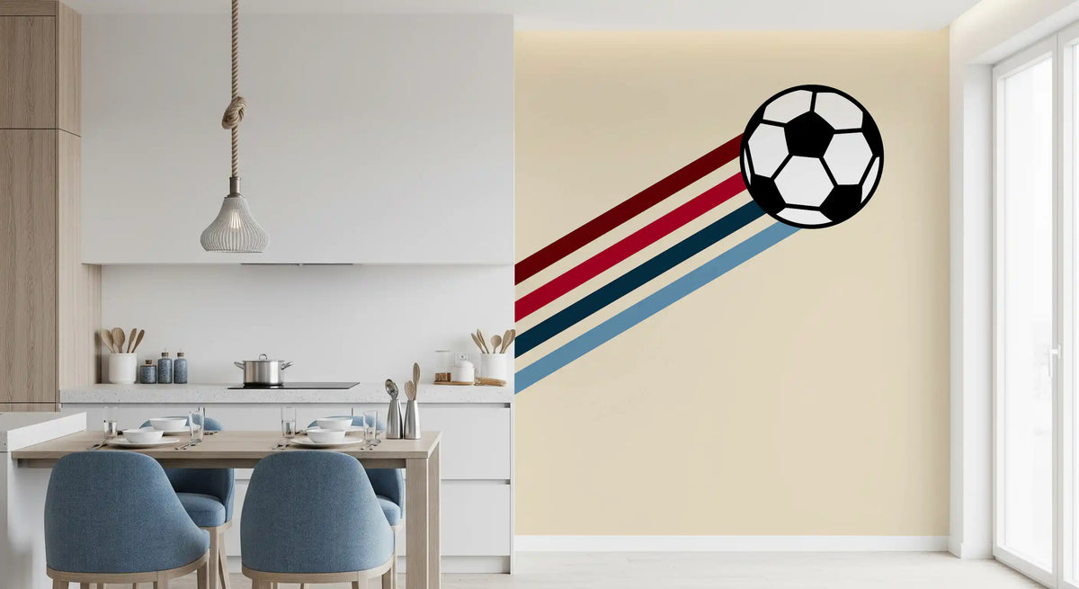 Minimalist Soccer Retro Stripes Wall Mural