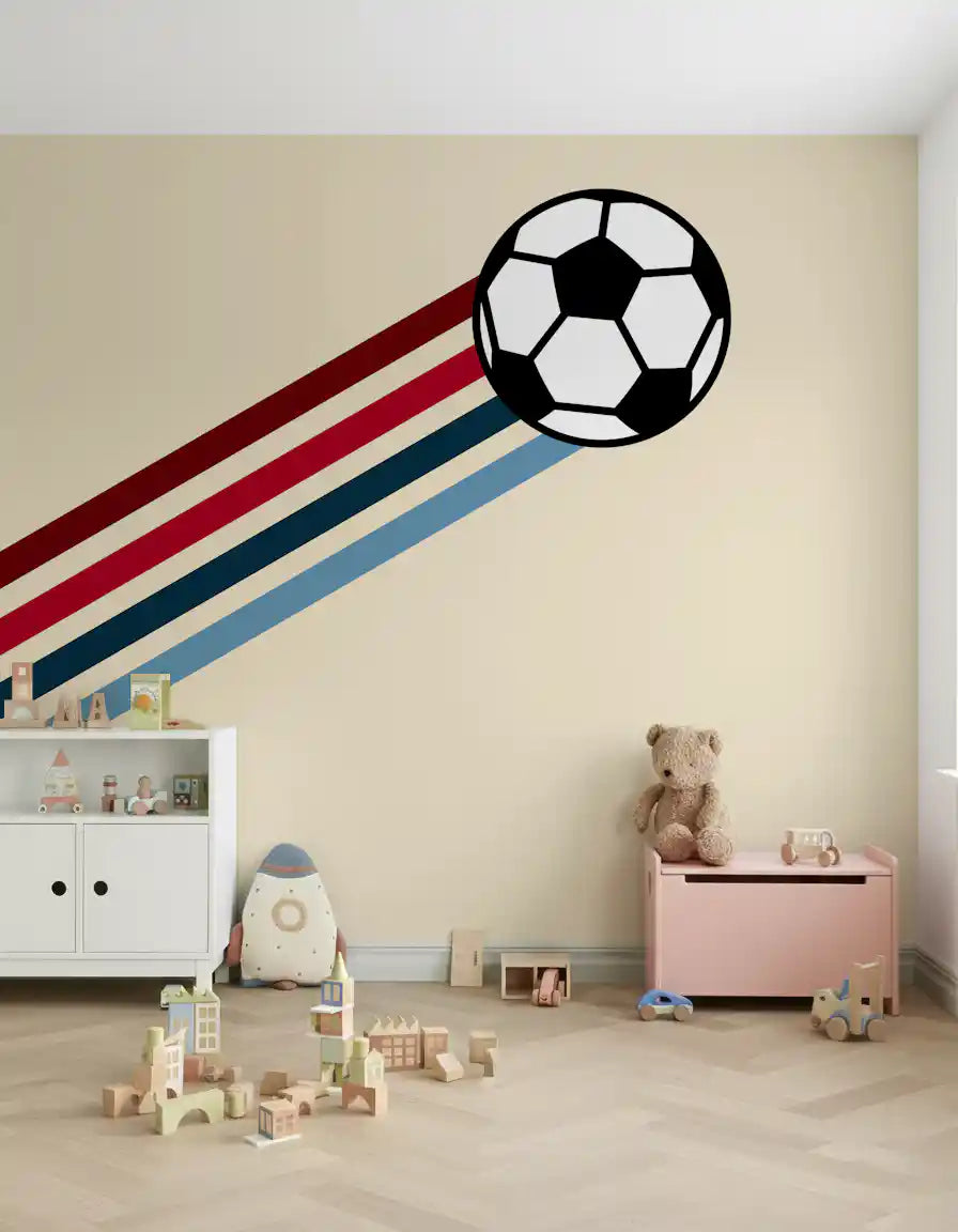 Minimalist Soccer Retro Stripes Wall Mural