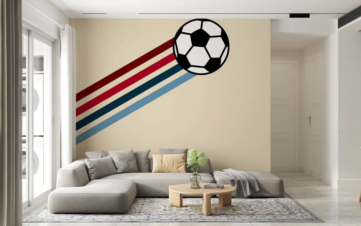 Minimalist Soccer Retro Stripes Wall Mural