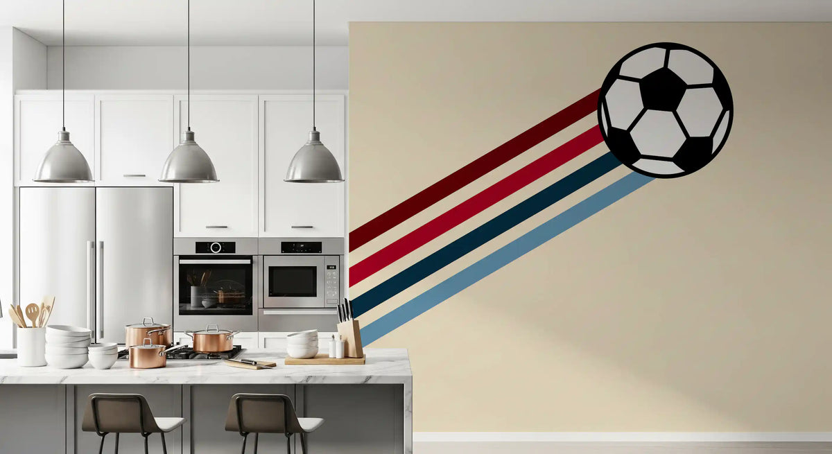Minimalist Soccer Retro Stripes Wall Mural