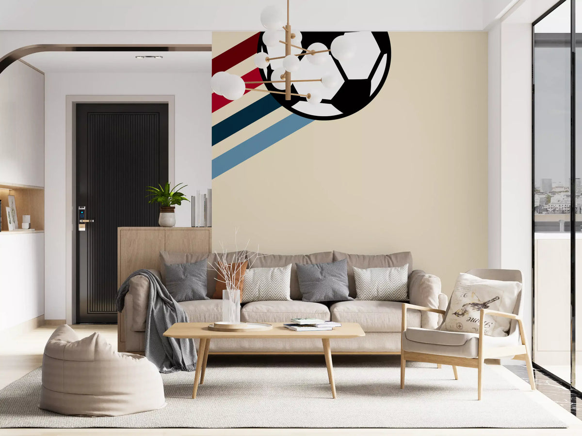Minimalist Soccer Retro Stripes Wall Mural
