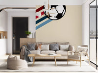Minimalist Soccer Retro Stripes Wall Mural
