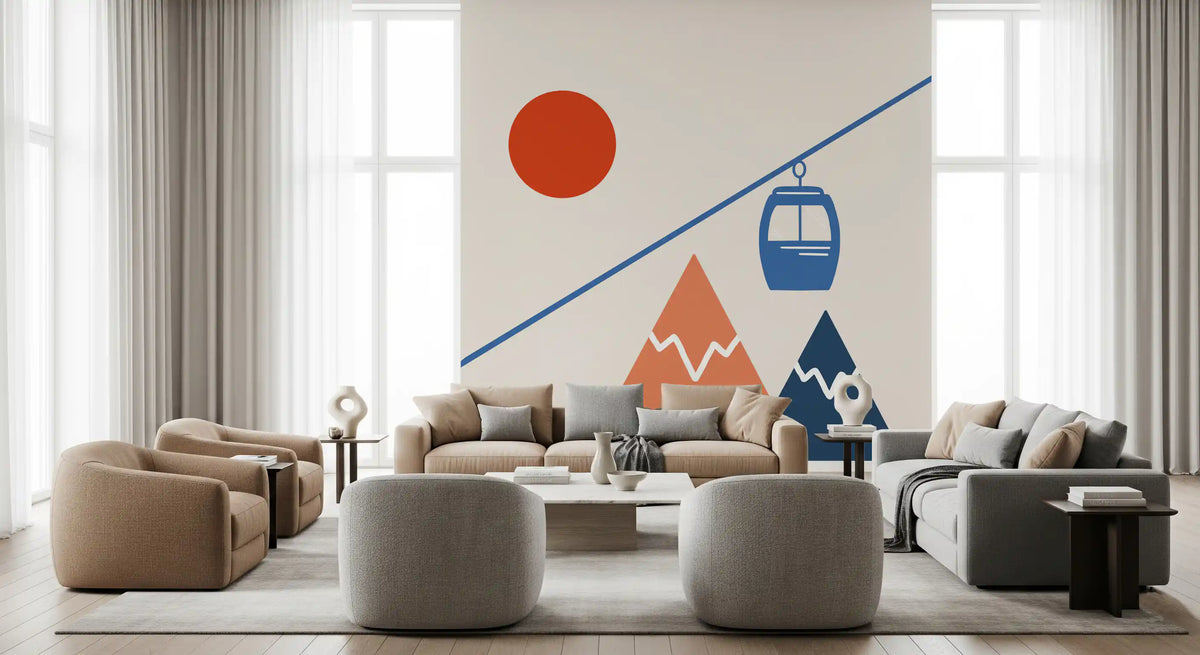 Abstract Alpine Adventure Scene Wall Mural