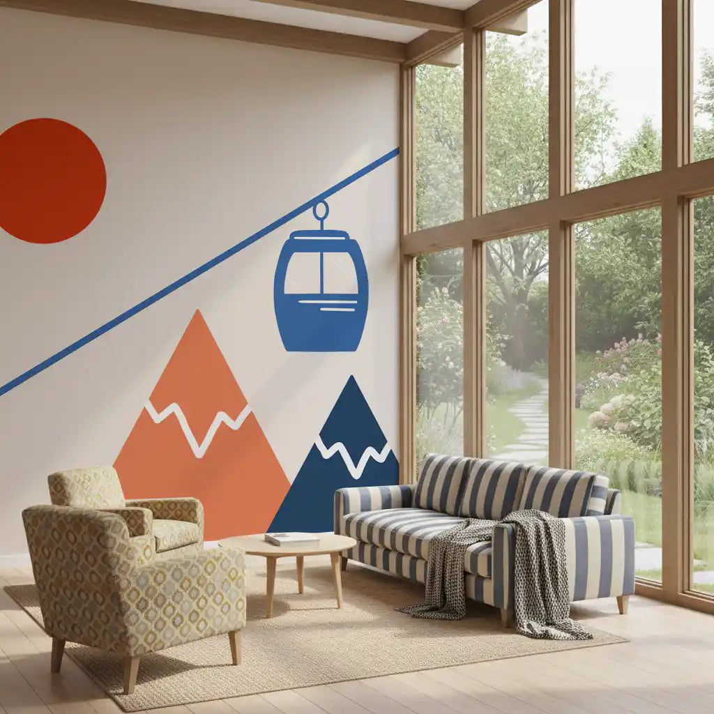 Abstract Alpine Adventure Scene Wall Mural