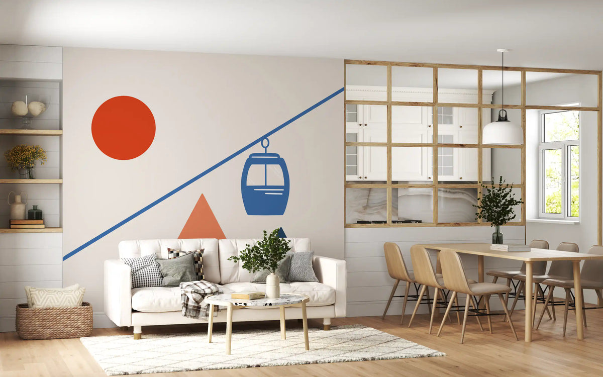 Abstract Alpine Adventure Scene Wall Mural