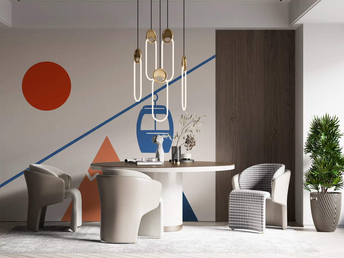 Abstract Alpine Adventure Scene Wall Mural