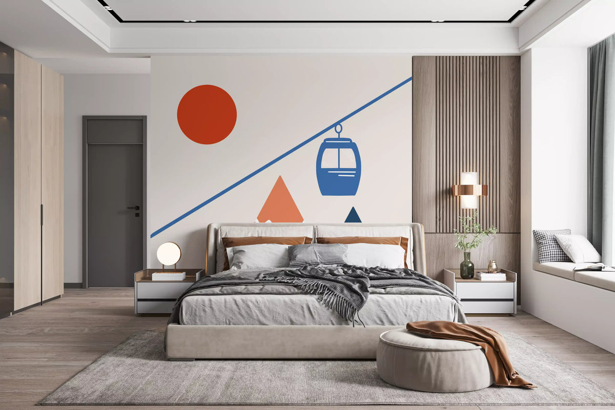 Abstract Alpine Adventure Scene Wall Mural