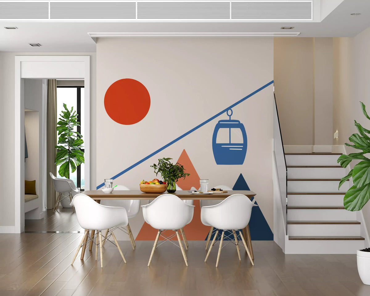 Abstract Alpine Adventure Scene Wall Mural