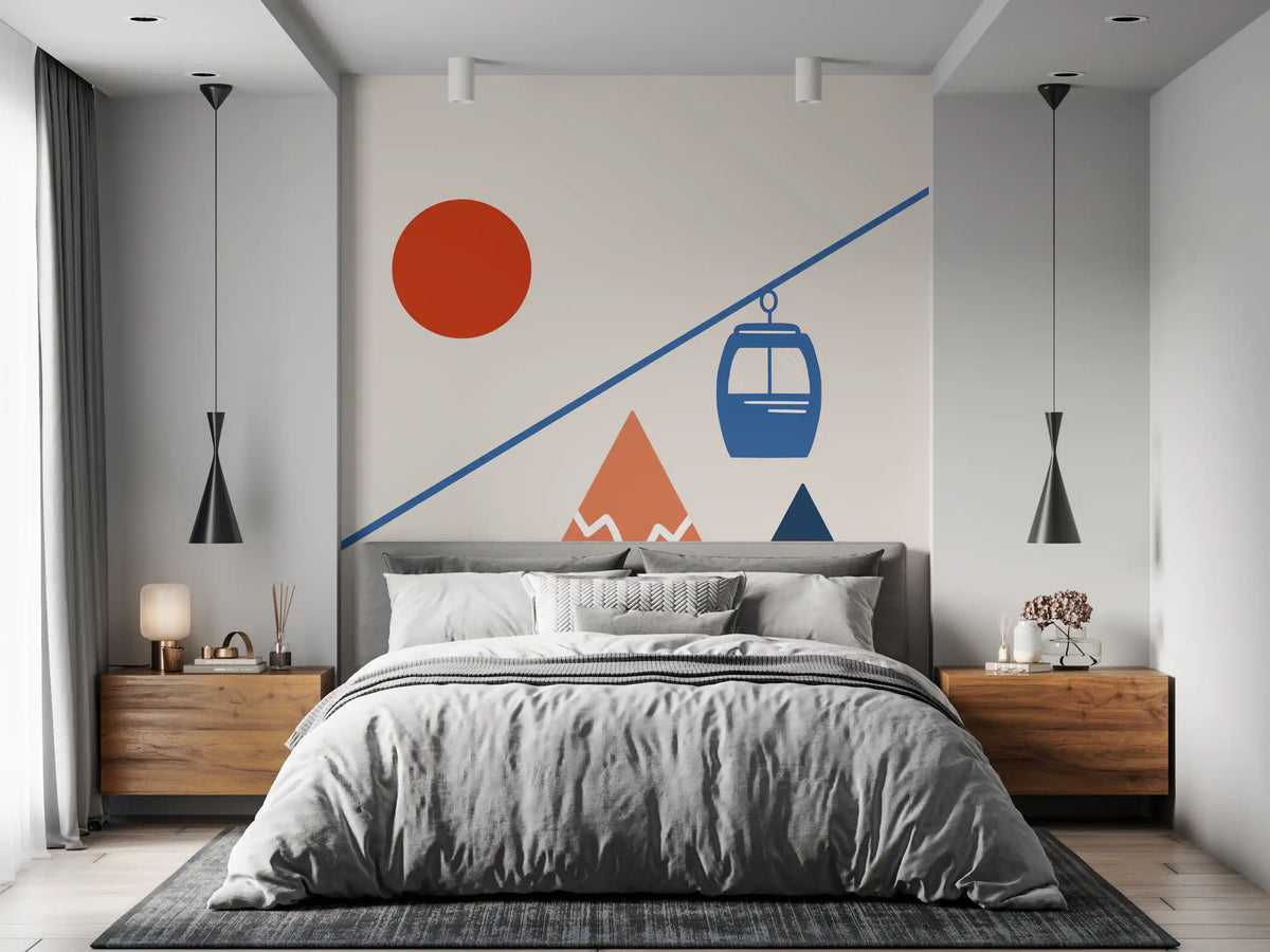 Abstract Alpine Adventure Scene Wall Mural