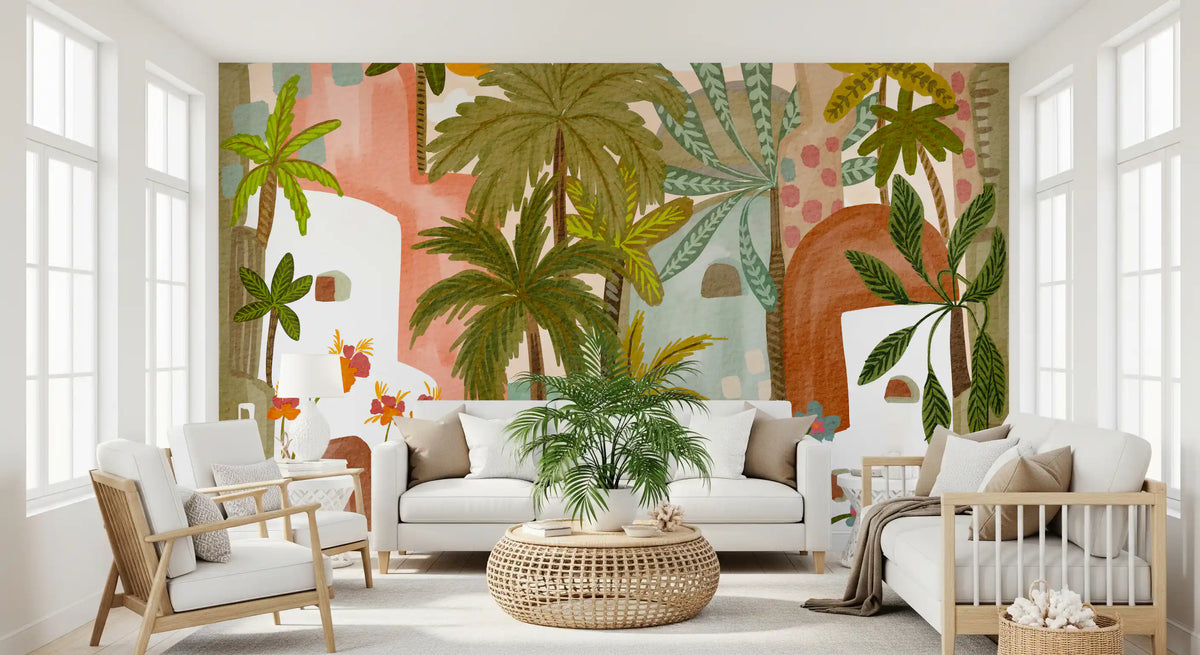 Mediterranean Palm Oasis Wall Mural