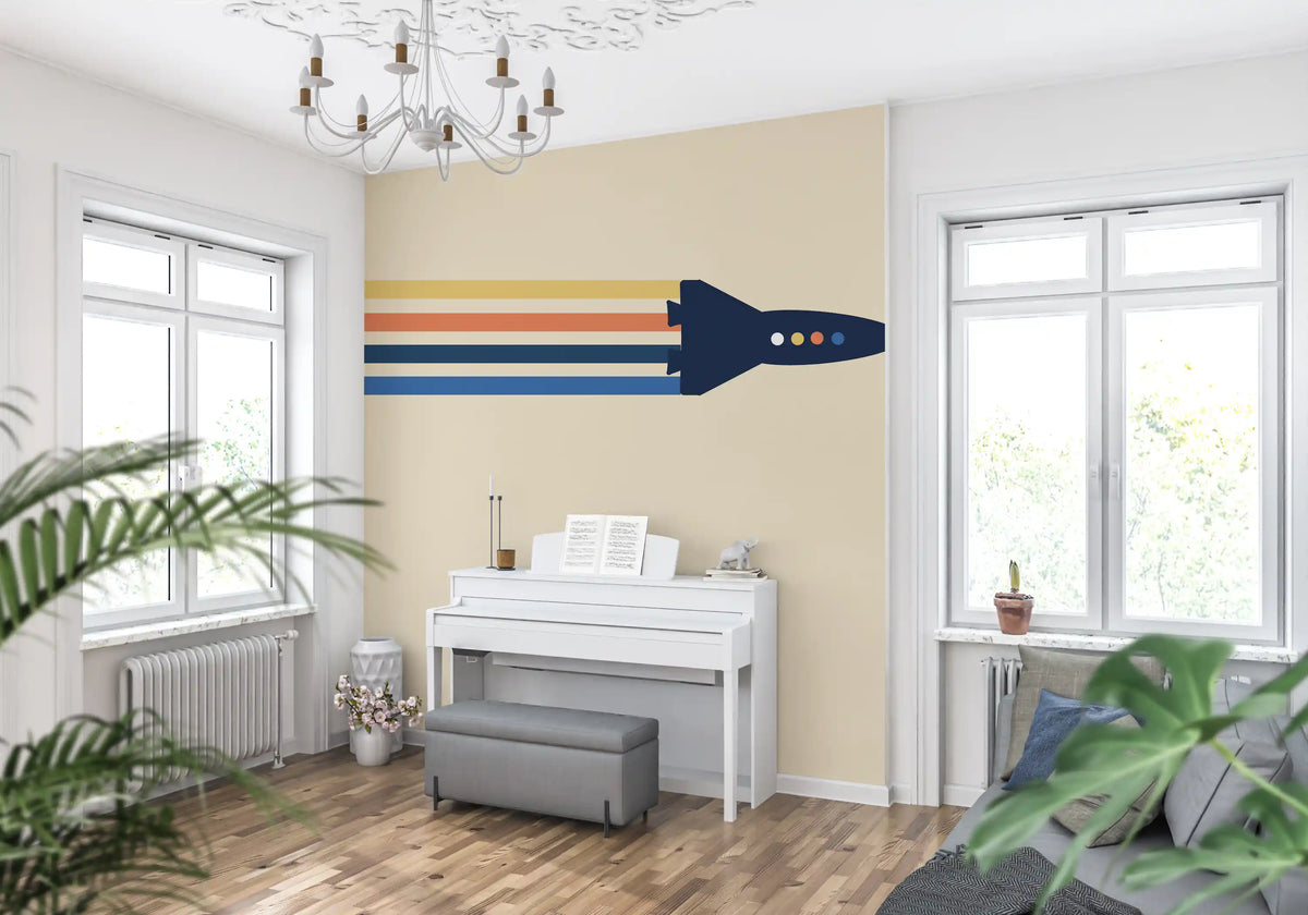 Retro Rocket Streamers Wall Mural
