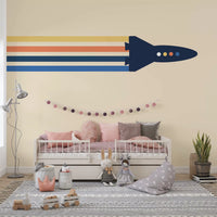 Retro Rocket Streamers Wall Mural