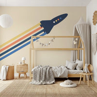 Retro Rocket Blast Off Space Wall Mural