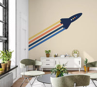 Retro Rocket Blast Off Space Wall Mural