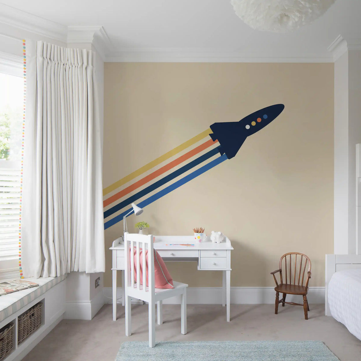 Retro Rocket Blast Off Space Wall Mural
