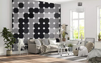 Monochrome Geometric Dot Grid Wall Mural