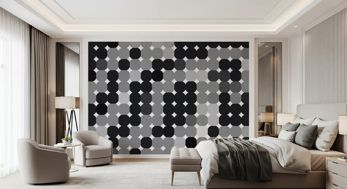 Monochrome Geometric Dot Grid Wall Mural
