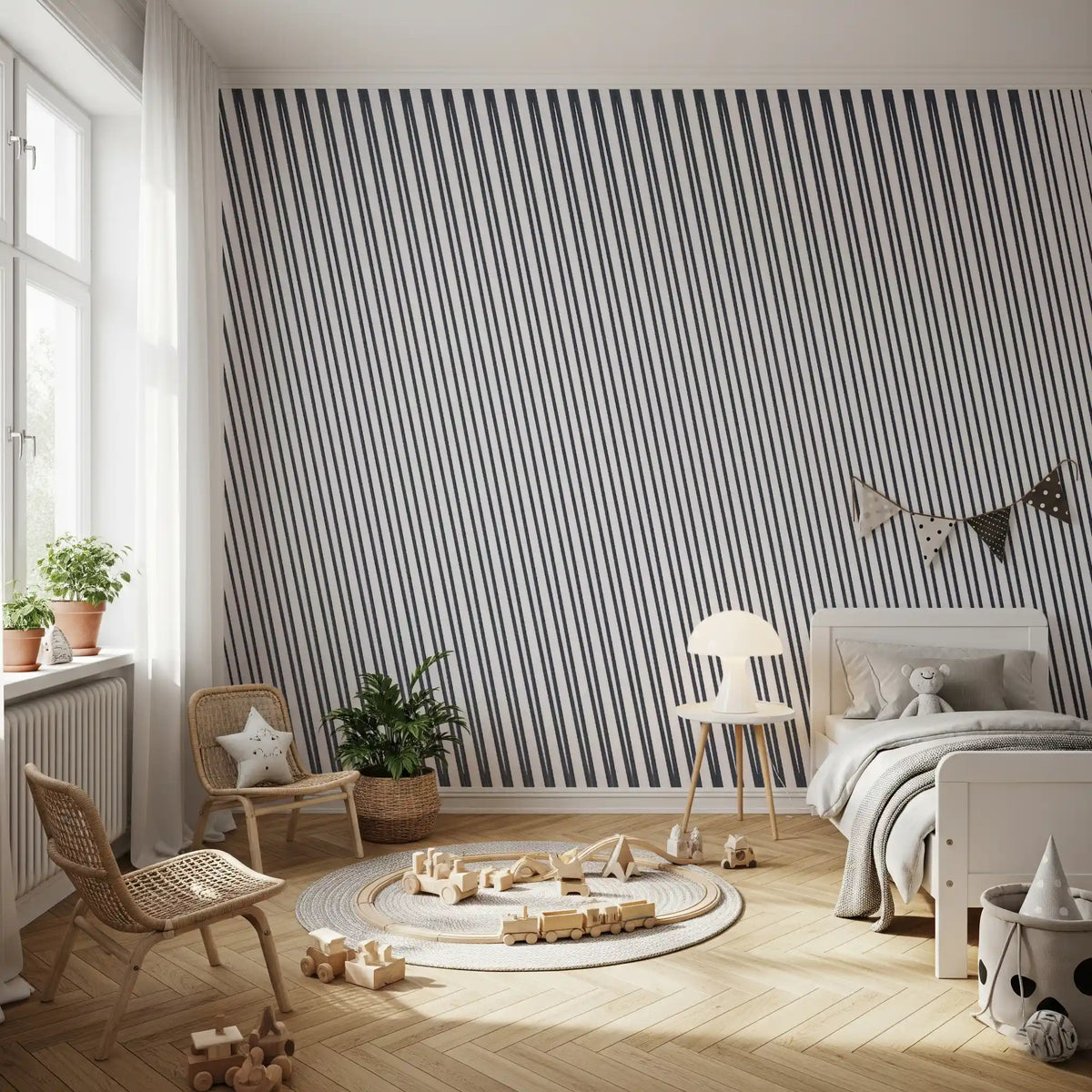 Slanted Linear Monochrome Pattern Wall Mural