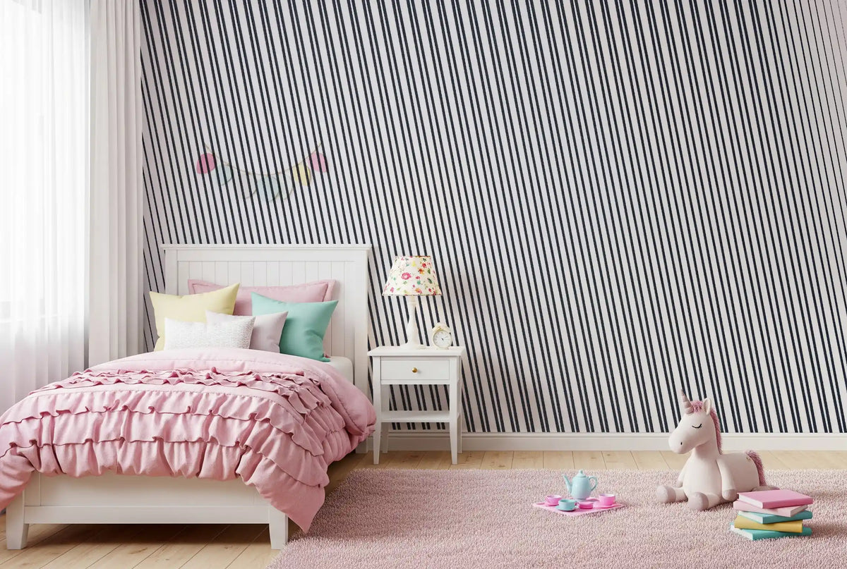 Slanted Linear Monochrome Pattern Wall Mural