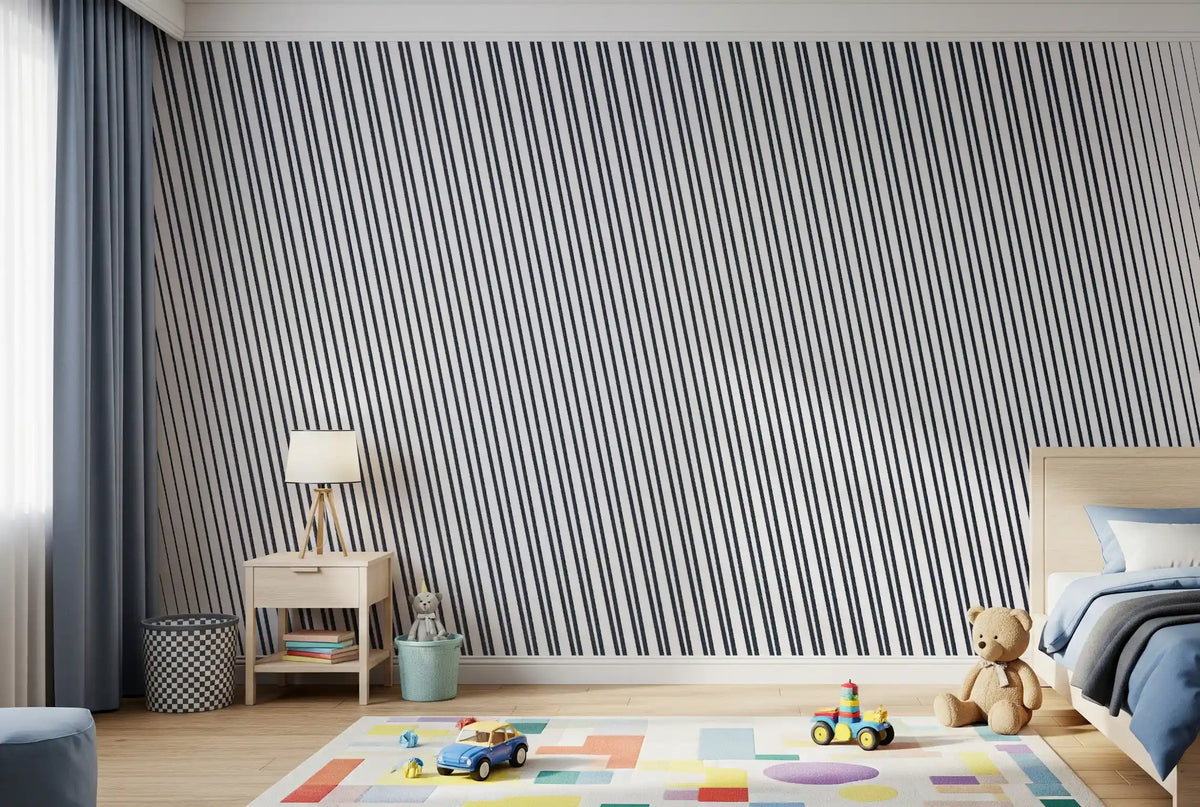 Slanted Linear Monochrome Pattern Wall Mural
