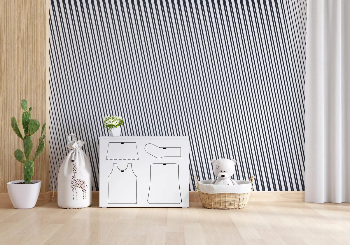 Slanted Linear Monochrome Pattern Wall Mural