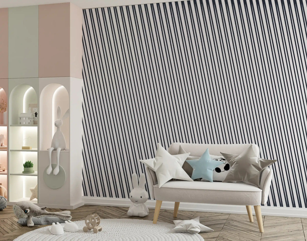 Slanted Linear Monochrome Pattern Wall Mural