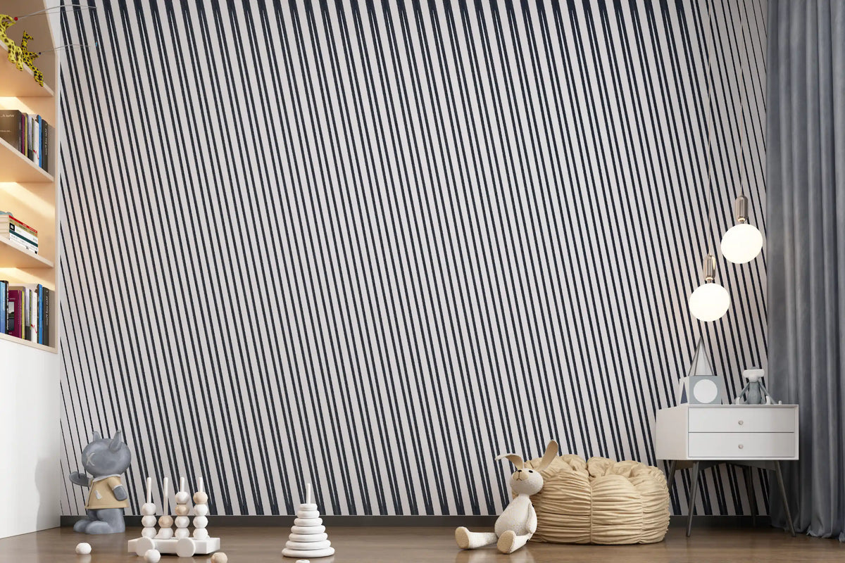 Slanted Linear Monochrome Pattern Wall Mural