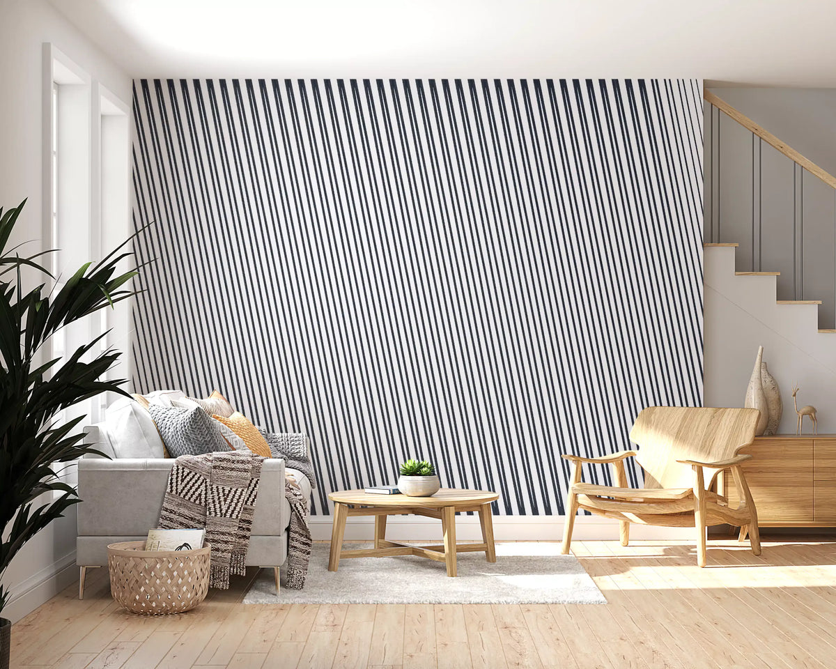 Slanted Linear Monochrome Pattern Wall Mural