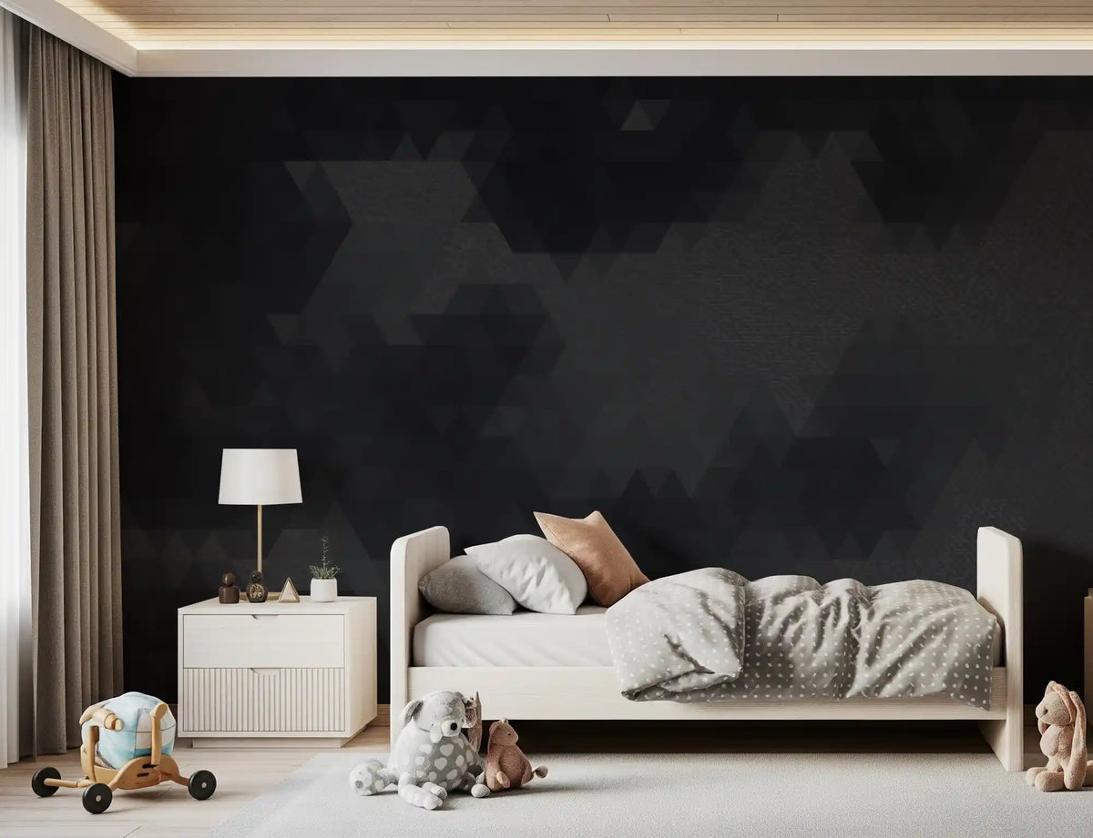 Charcoal Abstract Geometric Shards Wall Mural