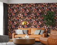 Autumn Harvest Botanical Pattern Wallpaper⁠