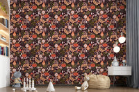 Autumn Harvest Botanical Pattern Wallpaper⁠