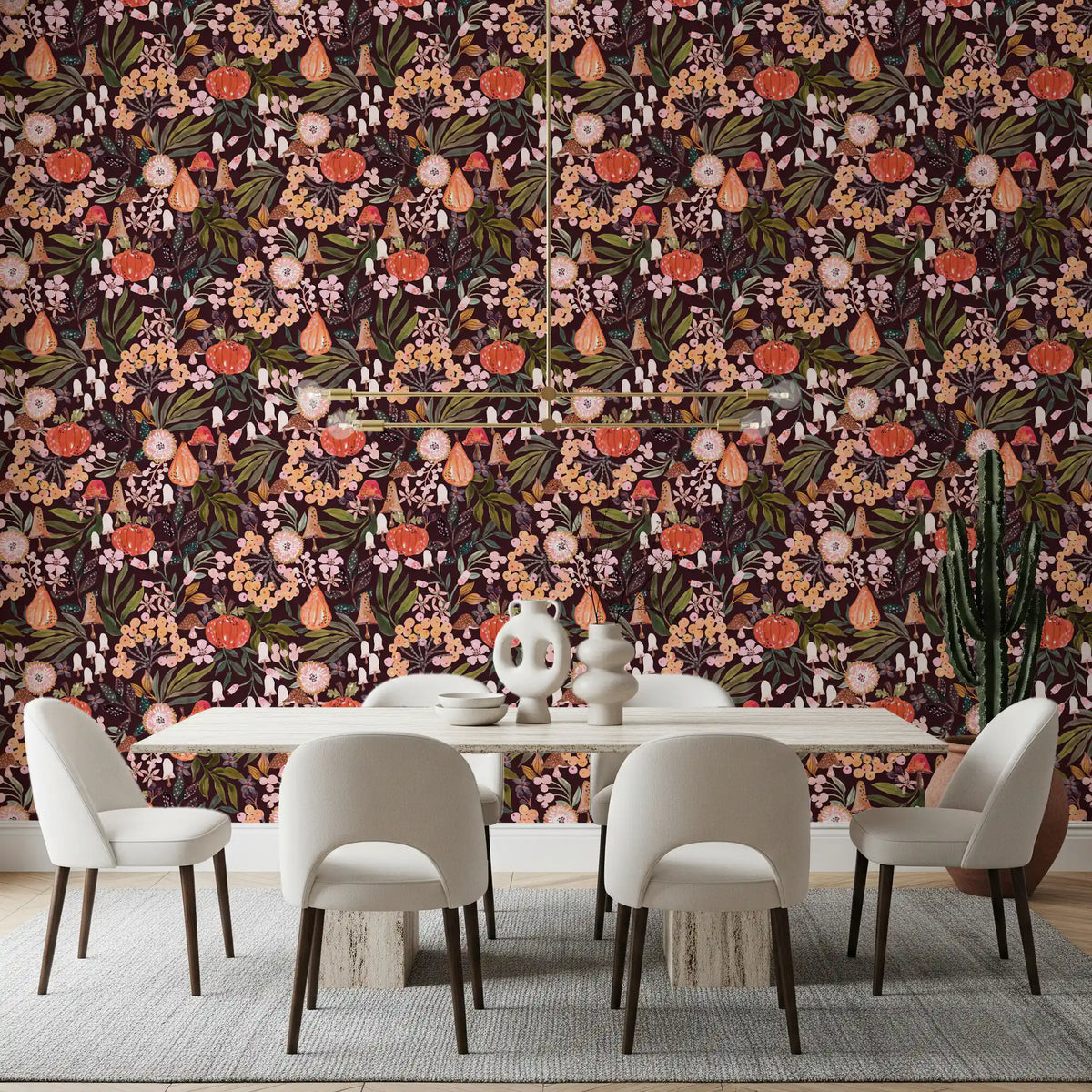 Autumn Harvest Botanical Pattern Wallpaper⁠