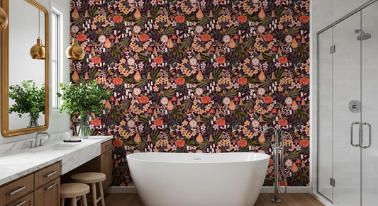 Autumn Harvest Botanical Pattern Wallpaper⁠