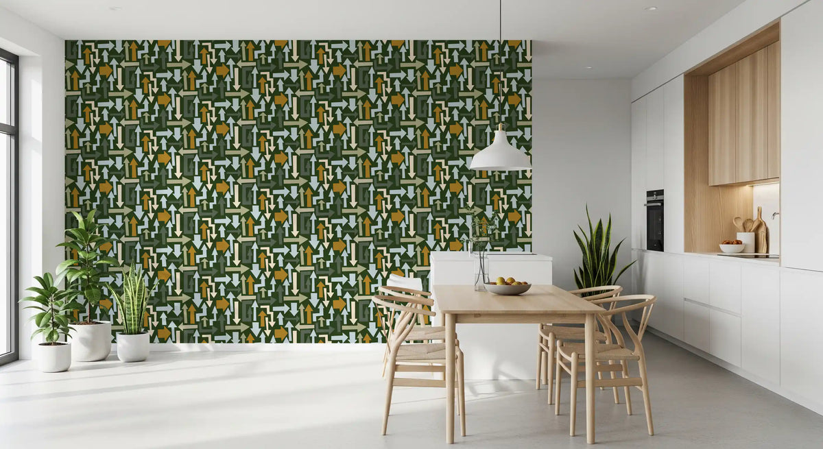 Directional Geometric Arrows in Earthy Tones Wallpaper⁠