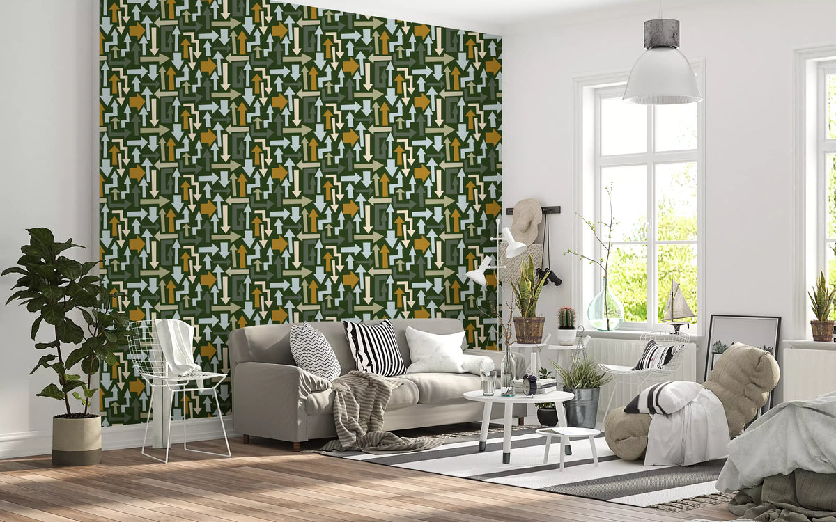 Directional Geometric Arrows in Earthy Tones Wallpaper⁠