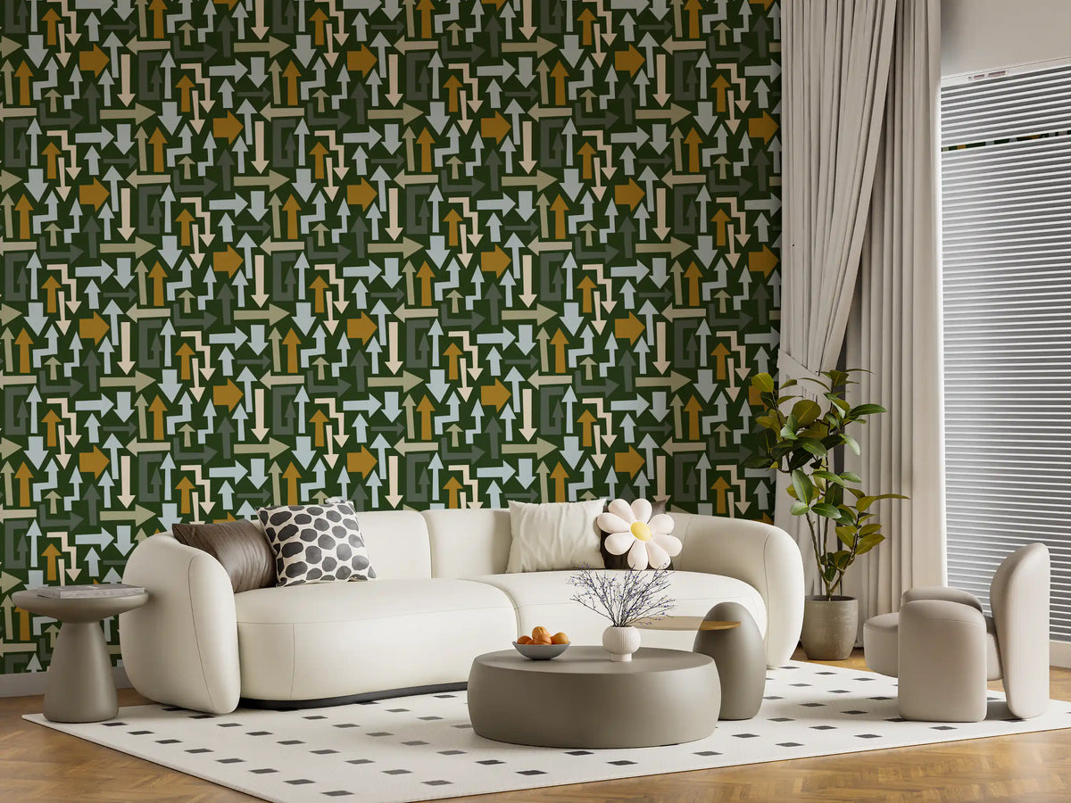 Directional Geometric Arrows in Earthy Tones Wallpaper⁠