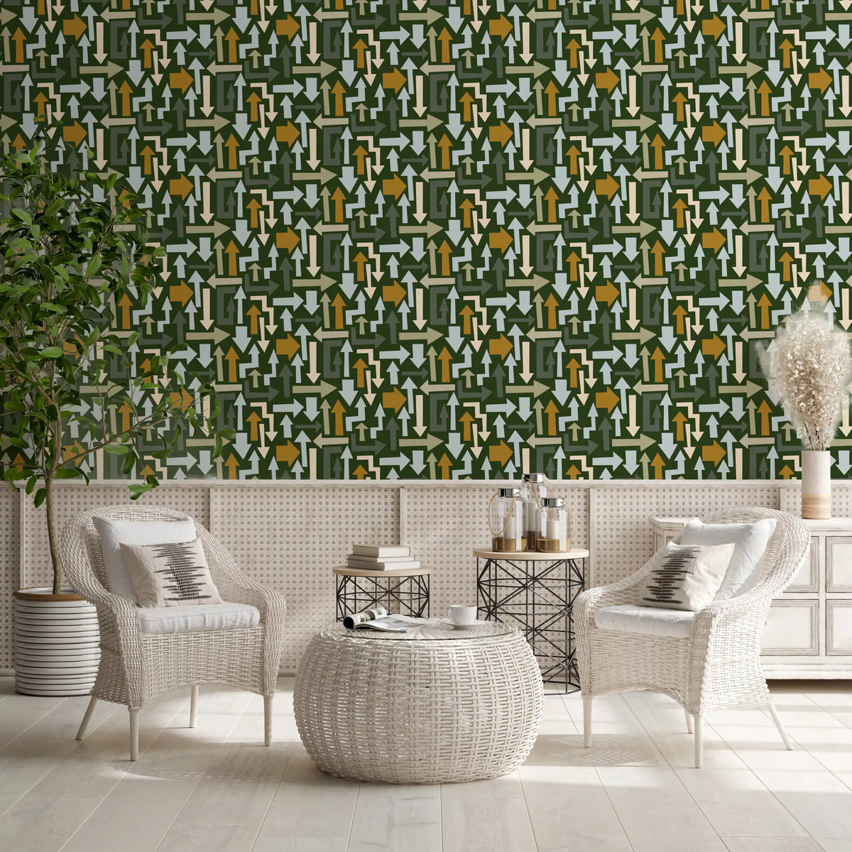 Directional Geometric Arrows in Earthy Tones Wallpaper⁠
