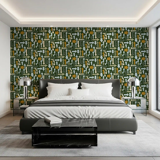 Directional Geometric Arrows in Earthy Tones Wallpaper⁠