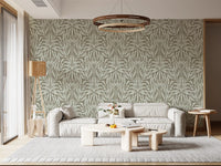 Neutral Botanical Leaf Symmetry Wallpaper⁠